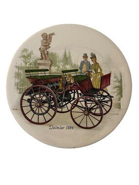 H&R Johnson England Daimler 1886 Ceramic Trivet Tile Historic Automobile 6 Inch